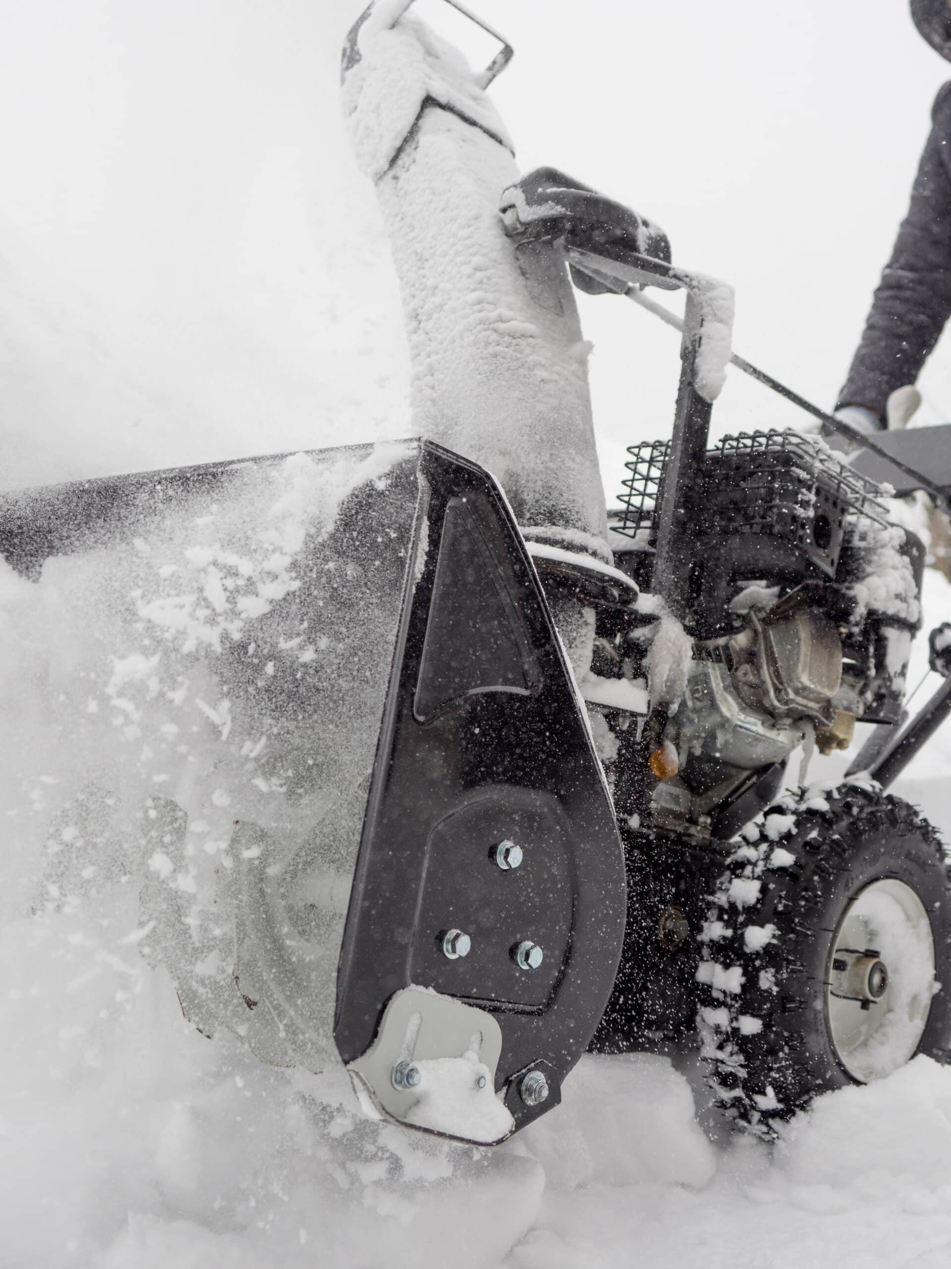 Clearing snow with a snowblower